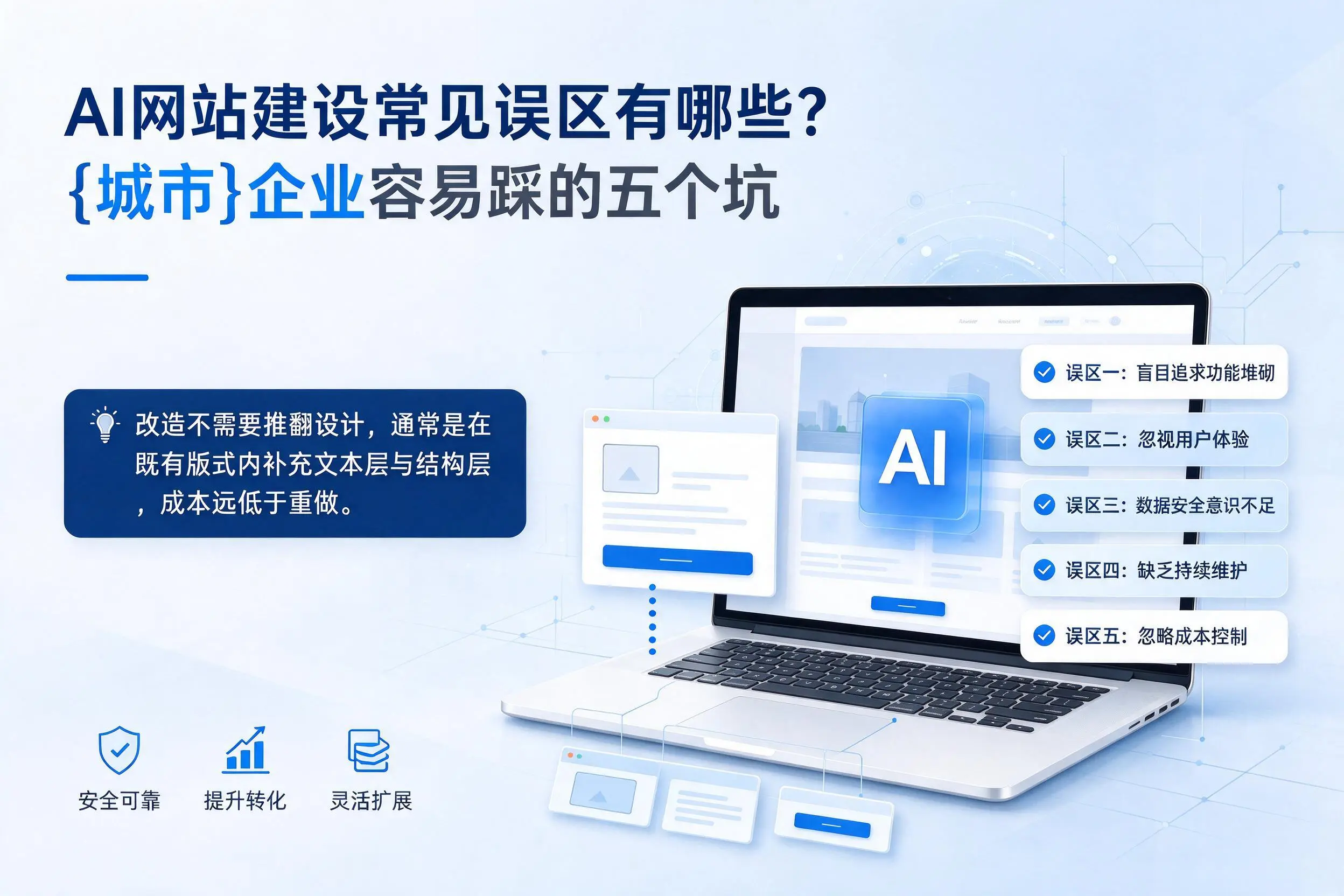 AI网站建设常见误区有哪些？江苏企业容易踩的五个坑