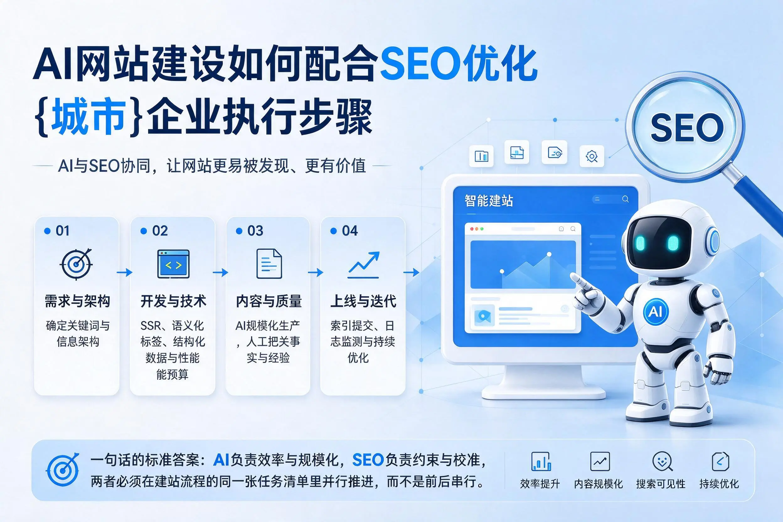 AI网站建设如何配合SEO优化，江苏企业执行步骤