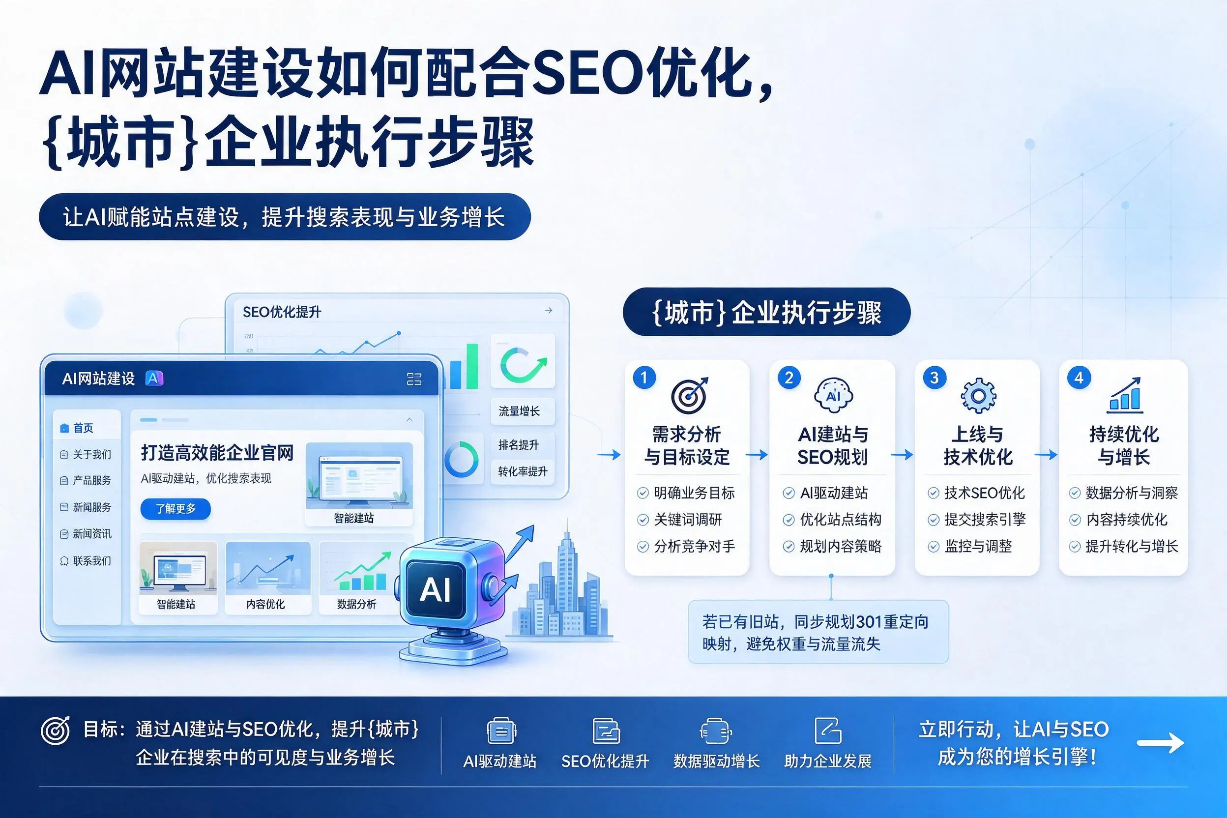 AI网站建设如何配合SEO优化，江苏企业执行步骤