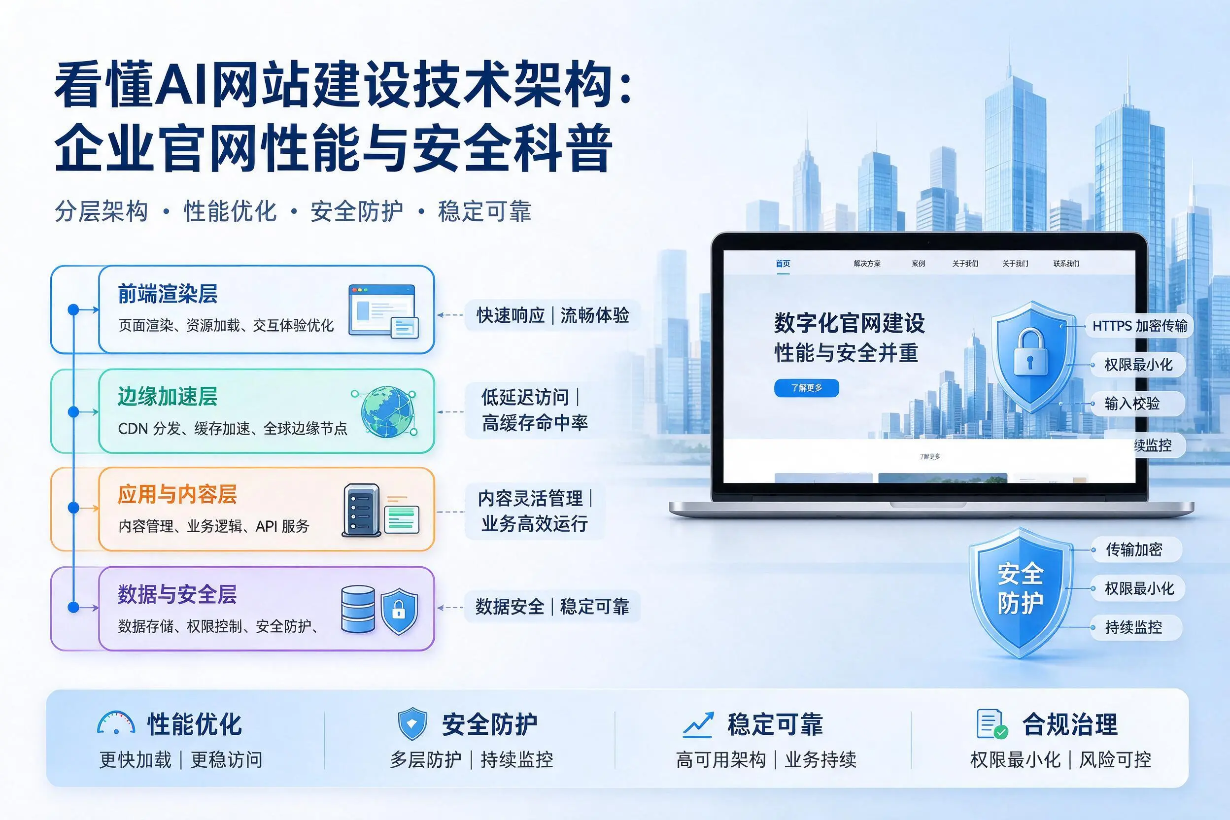 看懂AI网站建设技术架构:江苏企业官网性能与安全科普