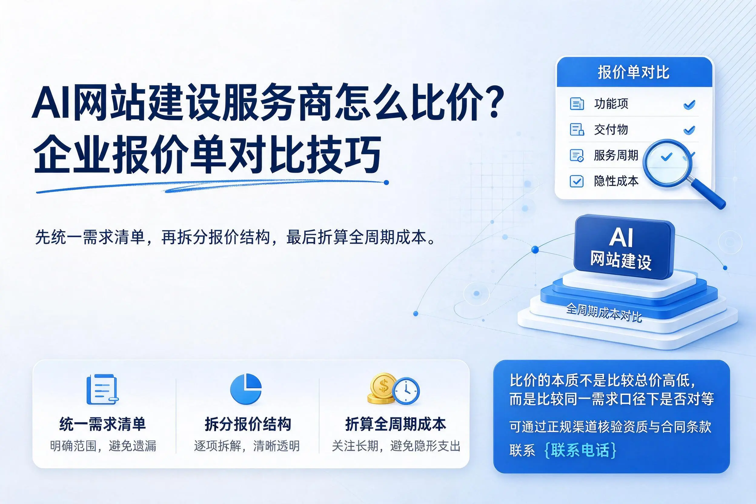 AI网站建设服务商怎么比价?江苏企业报价单对比技巧