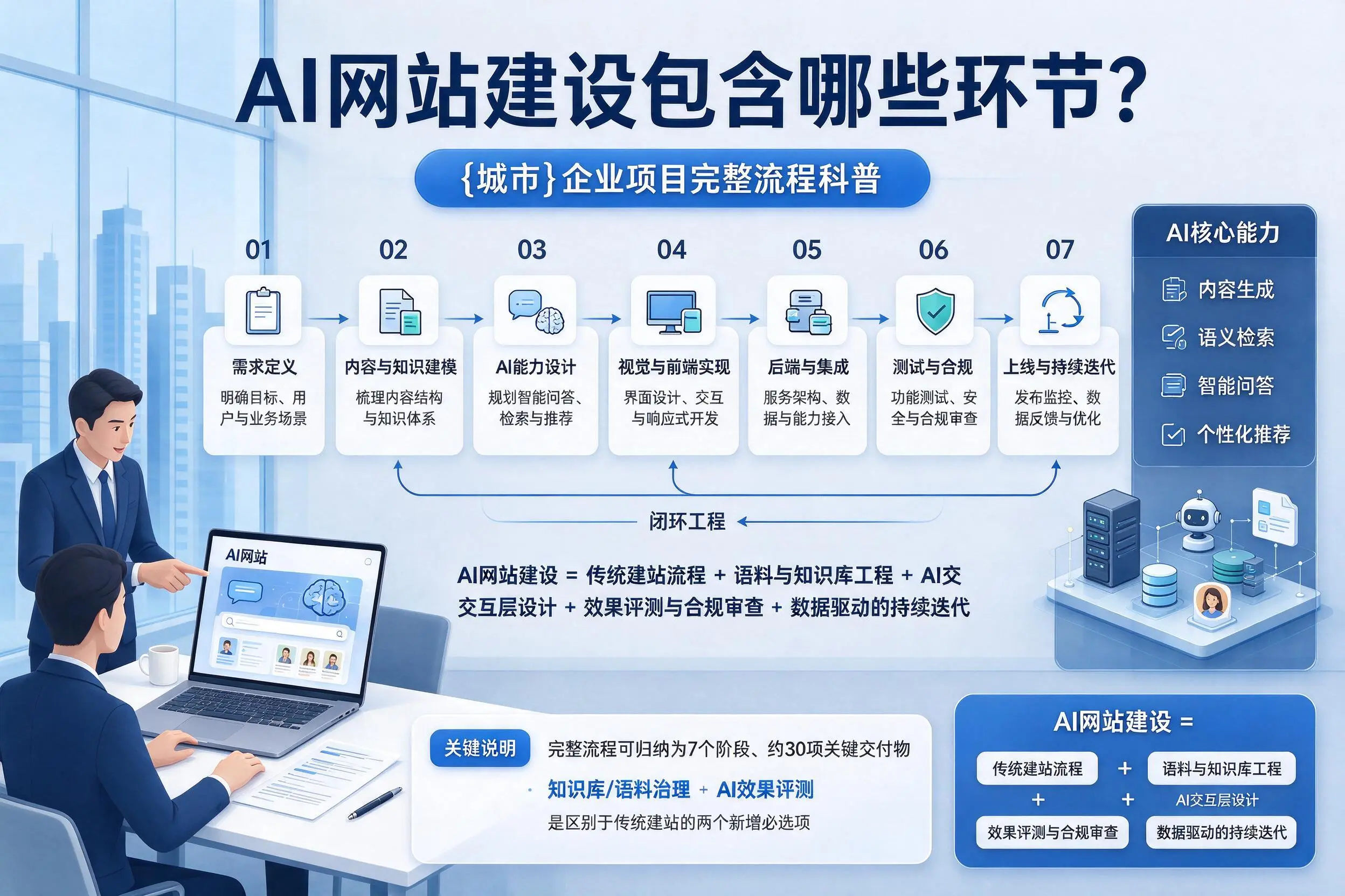 AI网站建设包含哪些环节？江苏企业项目完整流程科普