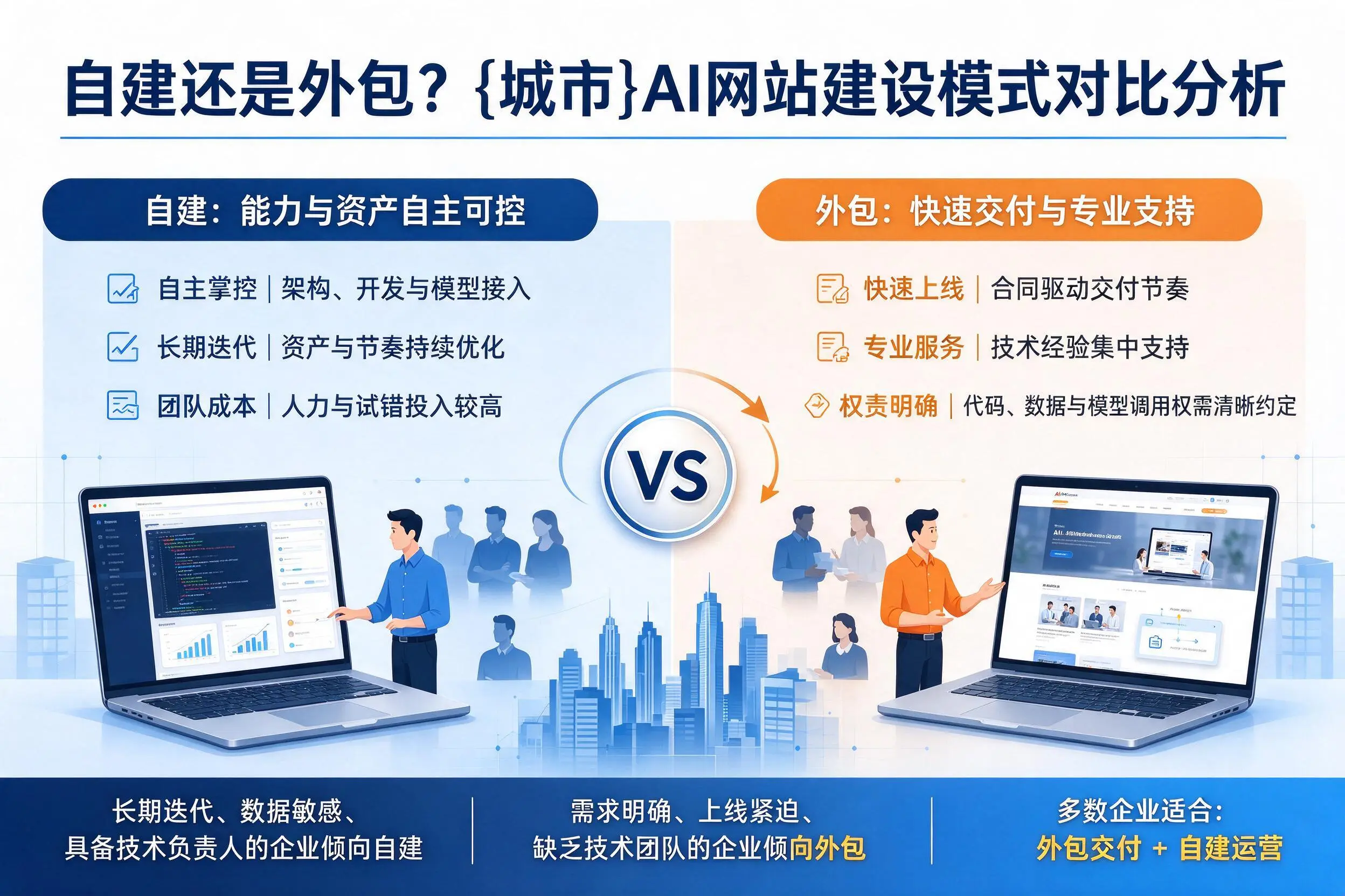 自建还是外包?江苏AI网站建设模式对比分析
